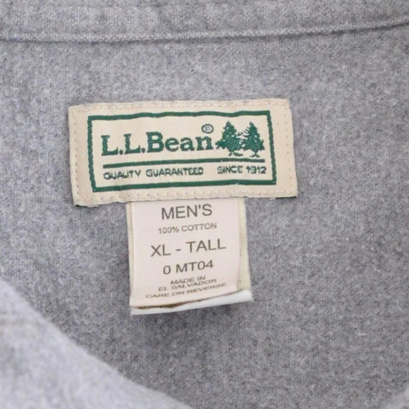 Vintage L.L. Bean Gray 100% Thick Cotton Outdoor Warm Button Up Shirt XLT - Picture 10 of 11